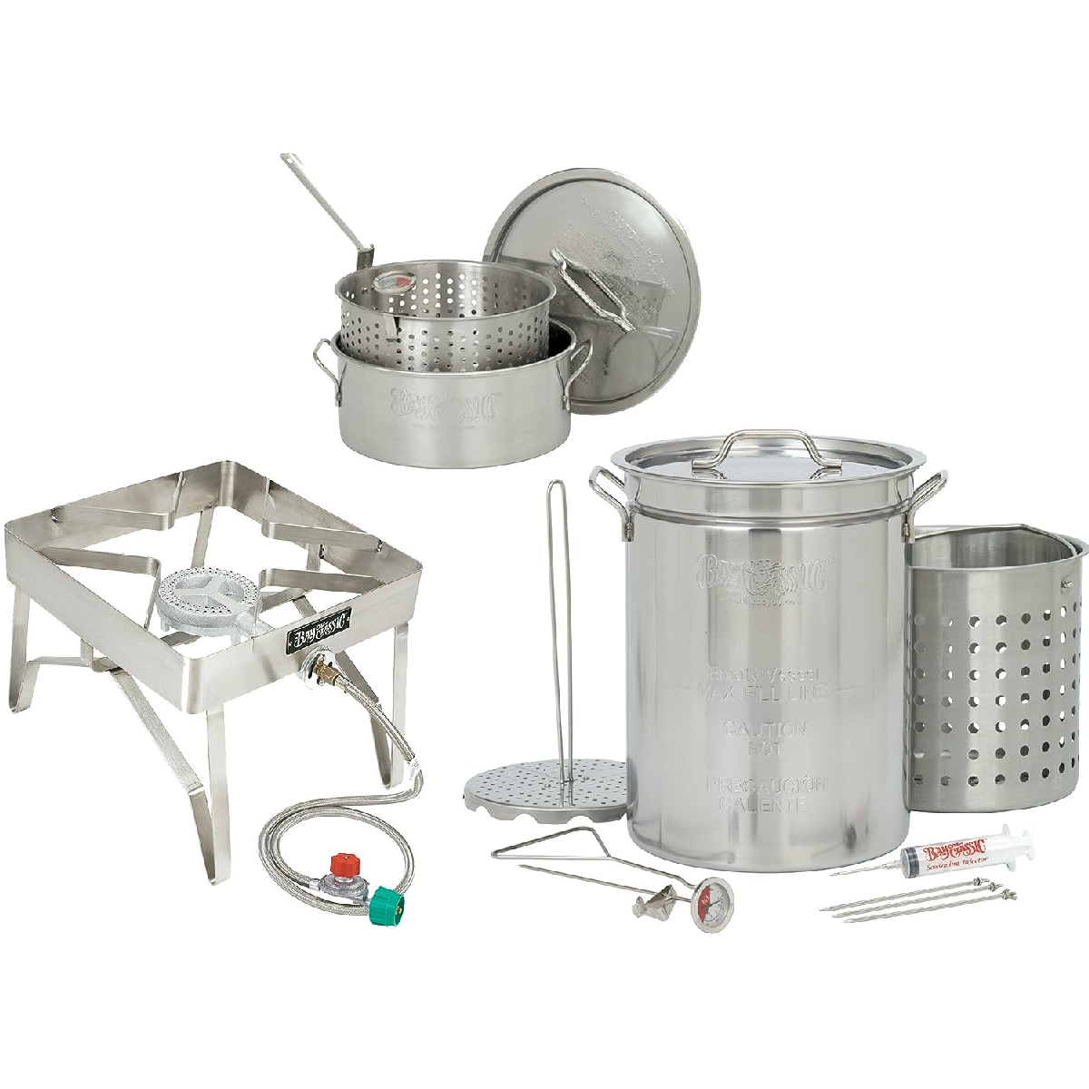 1195 Super - Bayou Classic - 32QT Stainless Steel Pot with 10QT Fry Pot – Outdoor Propane Deep Fryer
