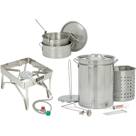 1195 Super - Bayou Classic - 32QT Stainless Steel Pot with 10QT Fry Pot – Outdoor Propane Deep Fryer