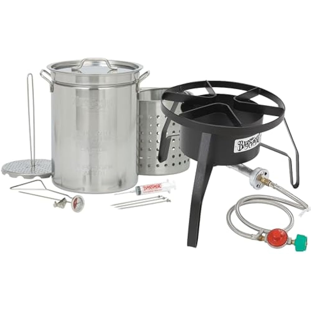 Bayou® Classic 9195 – 32-Qt Stainless Steel Turkey Fryer Kit with SQ14 Square Patio Stove
