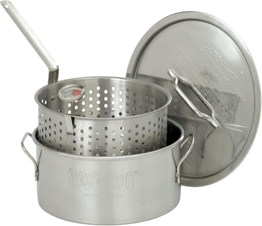 1195 Super - Bayou Classic - 32QT Stainless Steel Pot with 10QT Fry Pot – Outdoor Propane Deep Fryer