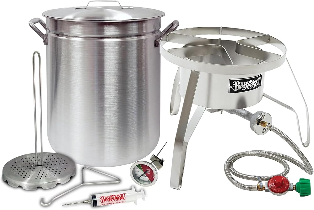 4225/SS10 - Bayou Classic Grand Gobbler 42-Qt Aluminum Turkey Fryer Kit w/ 14" Stainless Cooker
