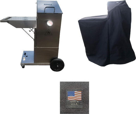 Black Bayou® Classic 700-704 or 700-701 with Cart Canvas Cover Full Length Custom Made for 4 Gallon Deep Fryer with Side CART(Handles need to be folded in)