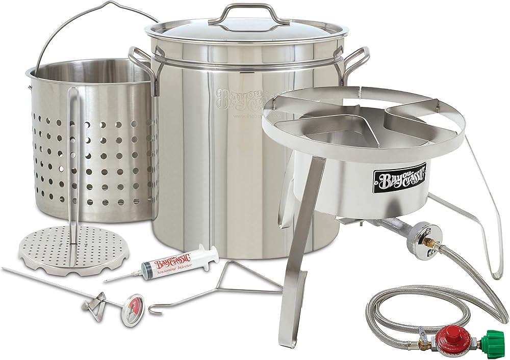 1198/SS10 - Bayou® Classic — 44-Qt Stainless Steel Turkey Fryer Kit (Top of the Line Steel Burner)