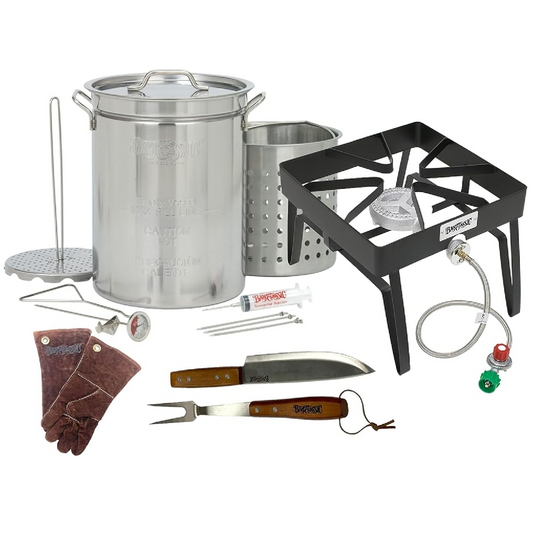 9195 Plus - 32QT Bayou Stainless Turkey Fryer Kit w/ Patio Stove & Gloves
