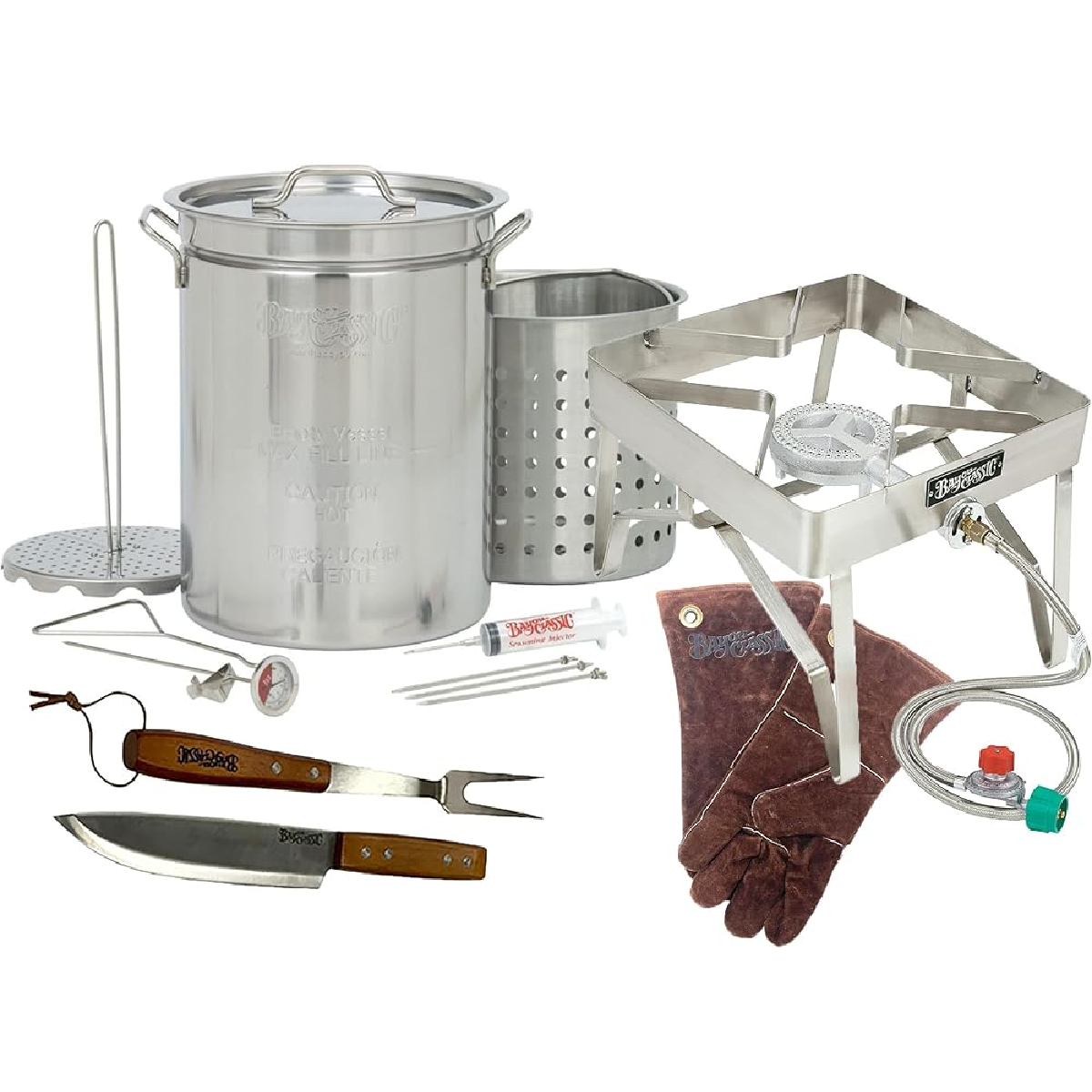 1195 Plus - Bayou Classic  – 32-Qt Stainless Turkey Fryer Kit w/ Stainless Patio Stove