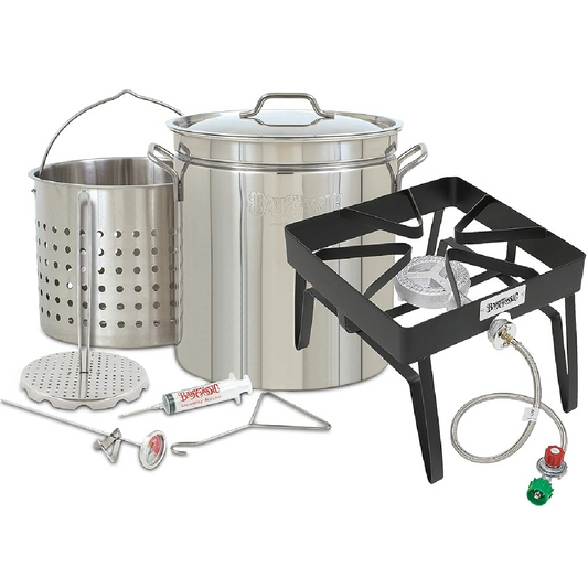 1198/SQ14 - Bayou Classic Stainless Steel 44-Quart Turkey Fryer Kit with Steel Square Burner