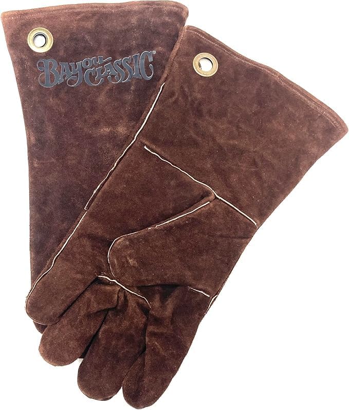 Protective leather fry gloves for safe turkey frying
