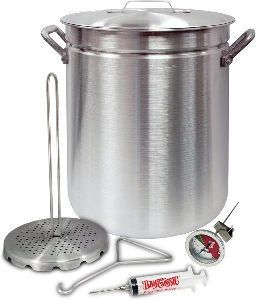 4225/SS10 - Bayou Classic Grand Gobbler 42-Qt Aluminum Turkey Fryer Kit w/ 14" Stainless Cooker
