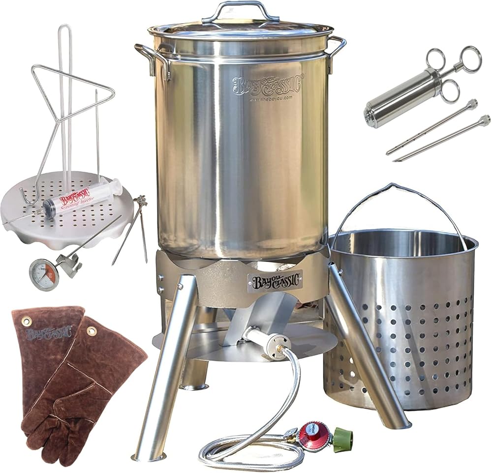 Big Bird Turkey Fryer Kit - 44QT Stainless Steel Bayou® – Oversized Outdoor Propane Deep Fryer