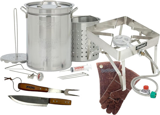 1195 Plus - Bayou Classic  – 32-Qt Stainless Turkey Fryer Kit w/ Stainless Patio Stove