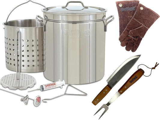 1198-Plus - 44QT Bayou Stainless Steel Turkey Fryer Kit w/ Gloves