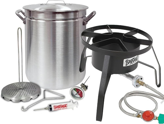 4225/SP10 - Bayou Classic Grand Gobbler 42-Qt Aluminum Turkey Fryer Kit – Oversized 25+ lb Turkeys