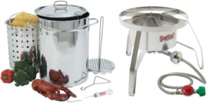 1195SS - Bayou® Classic  – 32-Qt Stainless Steel Turkey Fryer Kit with SS10 Patio Stove & Windscreen