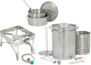 1195 Super - Bayou Classic - 32QT Stainless Steel Pot with 10QT Fry Pot – Outdoor Propane Deep Fryer