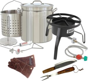 1198-SP10 Plus 44QT Bayou Stainless Turkey Fryer Kit w/ Burner & Gloves