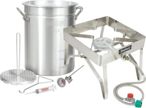 3025/1114 - Bayou® Classic — 30-Qt Aluminum Turkey Fryer + 16" × 16" Stainless Patio Stove (41K BTU)