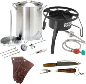 3066 Plus - 30QT Bayou Aluminum Turkey Fryer Kit w/ Burner & Gloves