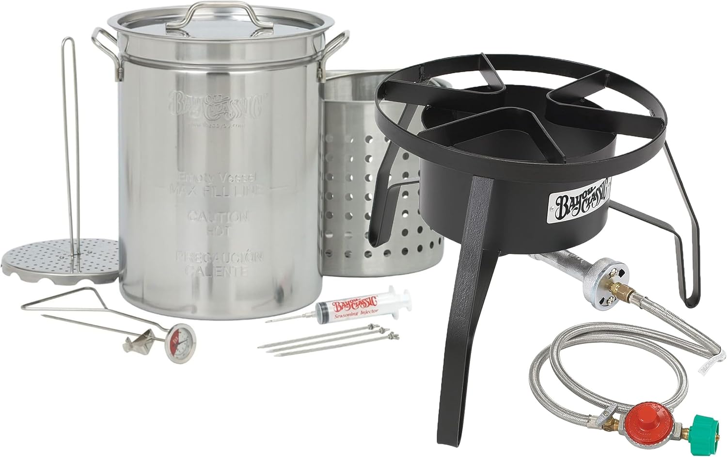 8195 - Bayou® Classic – 32-Qt Stainless Steel Turkey Fryer Kit with SP10 High-Pressure Cooker
