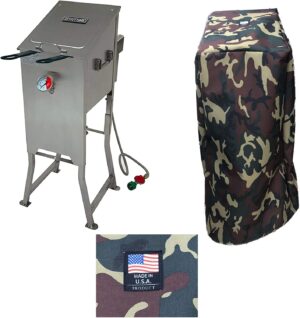 1005Camo CAMOUFLAGE 700-701 Canvas Cover 5004 Full Length Custom Made For 4 Gallon Deep Fryer WITHOUT SIDE CART Protection From the Elements Made in the USA Compatible With Bayou Classic