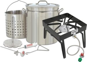 1198/SQ14 - Bayou Classic Stainless Steel 44-Quart Turkey Fryer Kit with Steel Square Burner