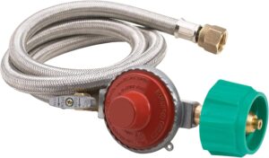 Bayou Classic M5HPR-1 Hose/Regulator Assembly - 48 in Stainless Braided LPG, 10 PSI, 3/8 in Flare